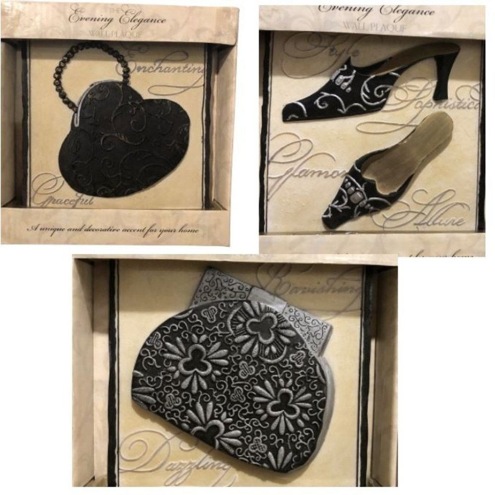 Lot of 3 Fashion Theme Evening Elegance Wall Plaques